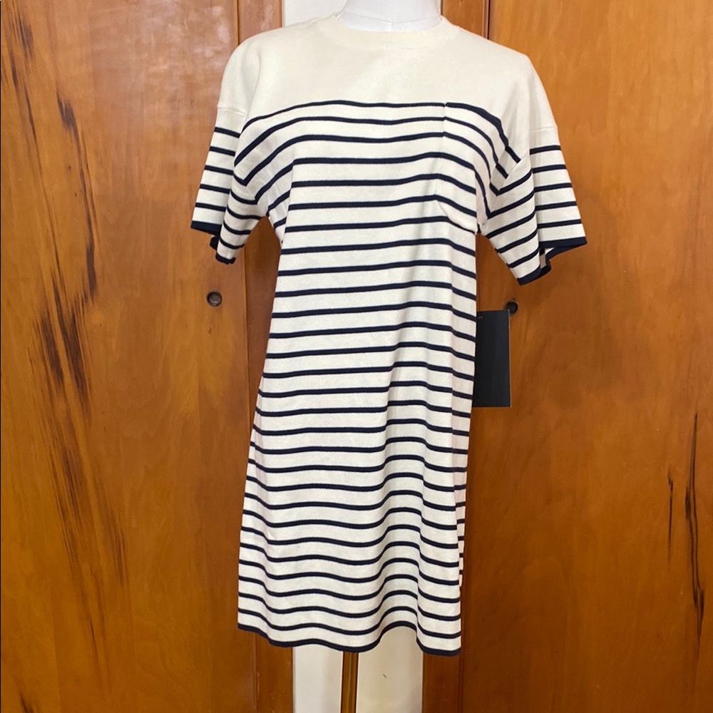 Tuckernuck | NWOT Cream Navy Blue Stripe 100% Cotton Sweater Dress - XS